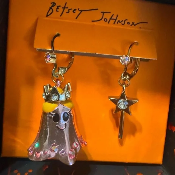 Betsey Johnson Mismatched Ghost and Wand Earrings - Picture 2 of 4